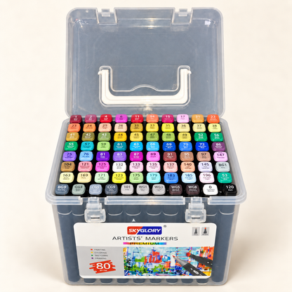 Skyglory Artists’ Markers Premium | 80 Colors | Dual Tip Fine & Broad | NY-759
