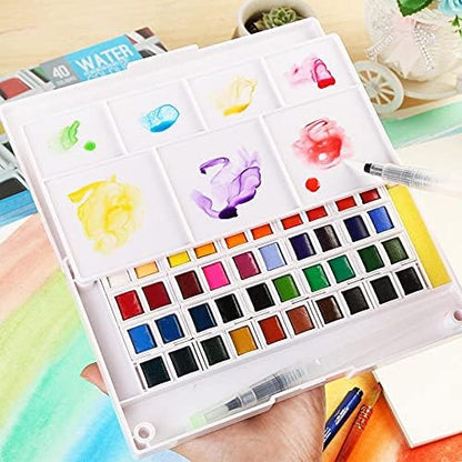 Superior Solid Watercolor Paint Set 18 Colors with Water Brush | Bright Watercolor Kit | XP-018