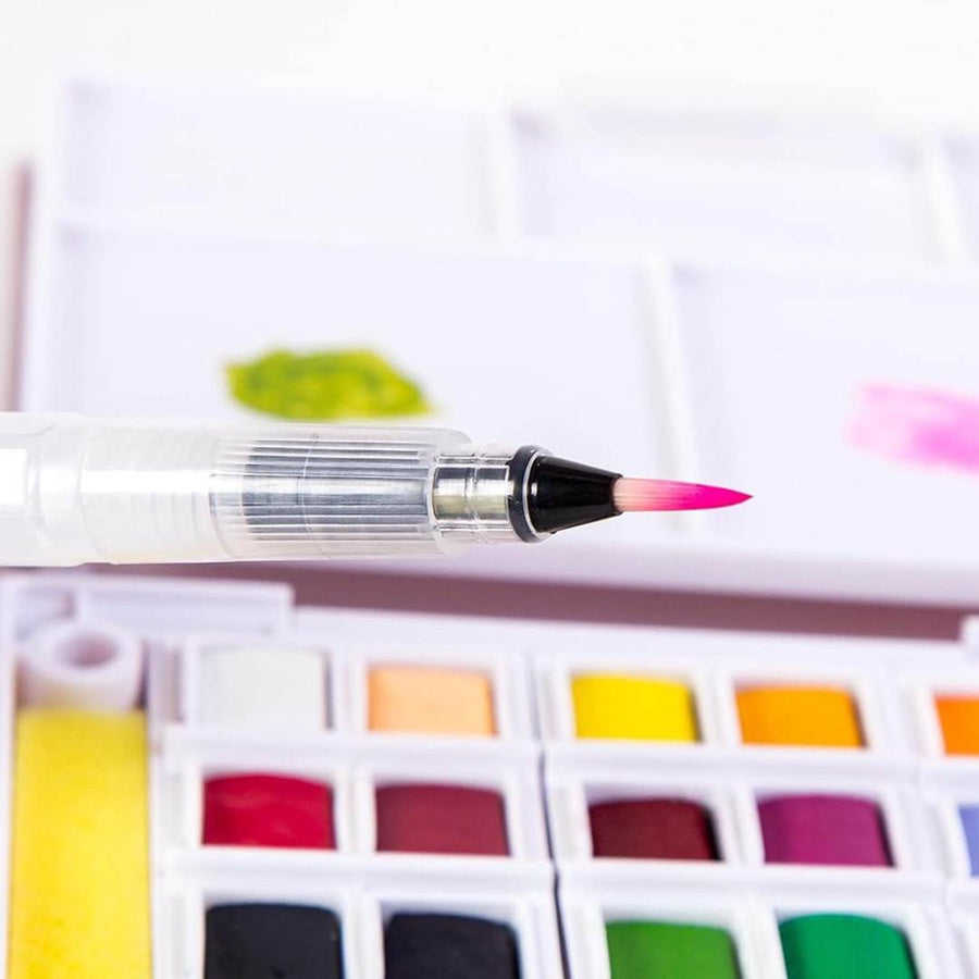Superior Solid Watercolor Paint Set 18 Colors with Water Brush | Bright Watercolor Kit | XP-018
