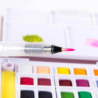 Superior Solid Watercolor Paint Set 18 Colors with Water Brush | Bright Watercolor Kit | XP-018