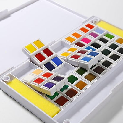 Superior Solid Watercolor Paint Set 18 Colors with Water Brush | Bright Watercolor Kit | XP-018