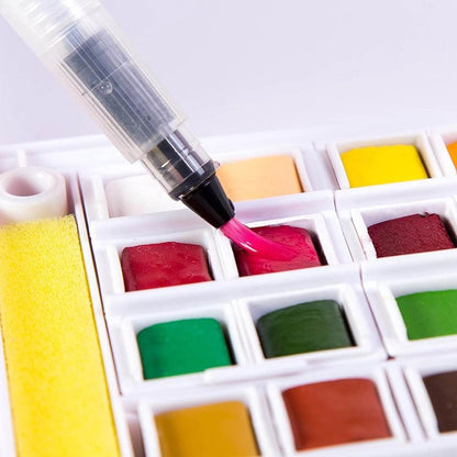Superior Solid Watercolor Paint Set 18 Colors with Water Brush | Bright Watercolor Kit | XP-018