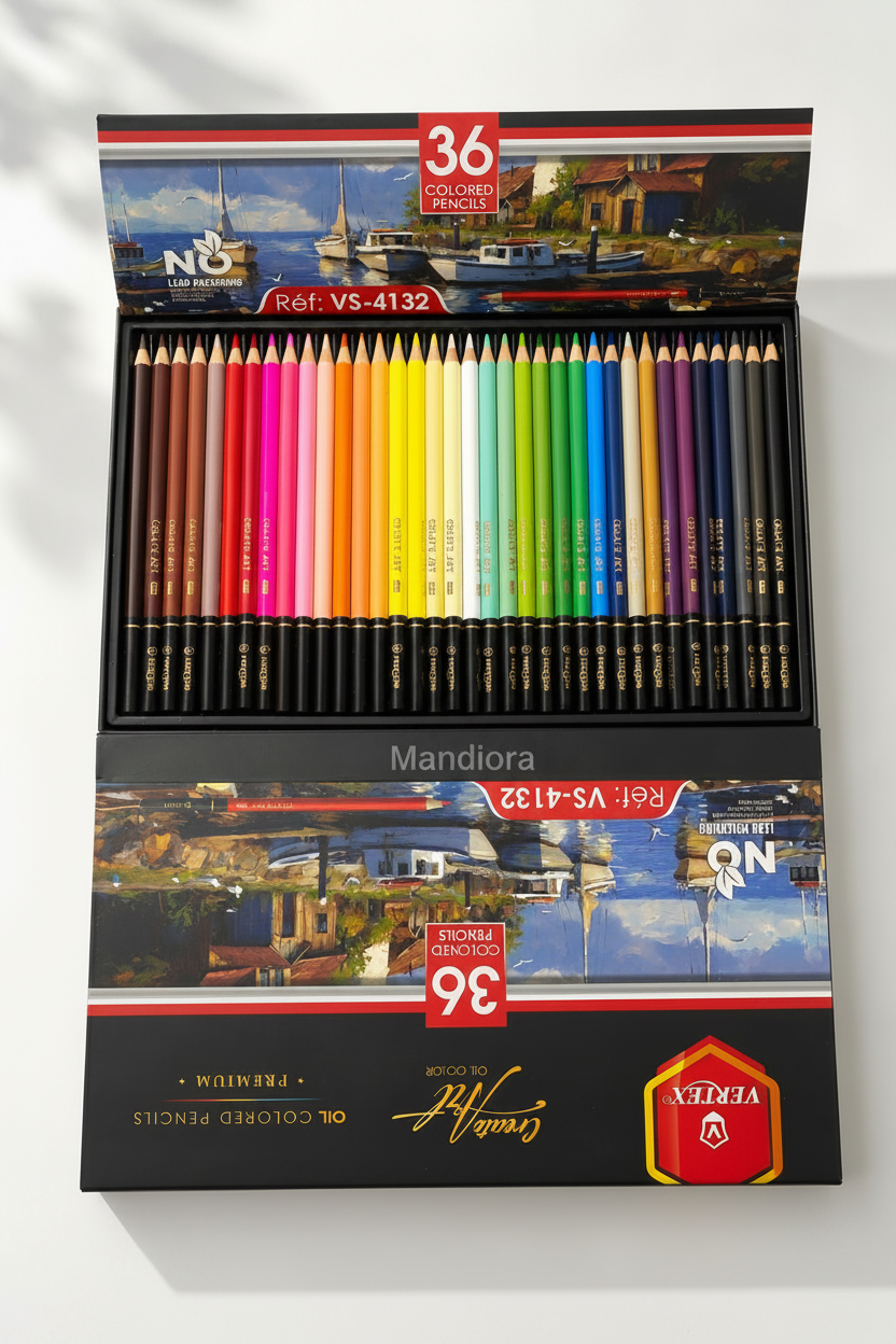 Vertex Premium Oil Colored Pencils 36 Colors | Professional Blending Set | VS-4132