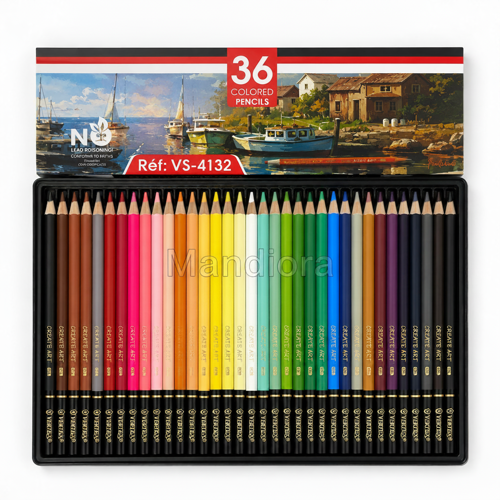 Vertex Premium Oil Colored Pencils 36 Colors | Professional Blending Set | VS-4132
